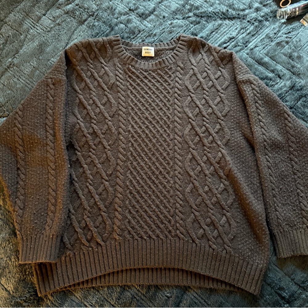 Sunday Best Brown Cable Knit Sweater | Size M
